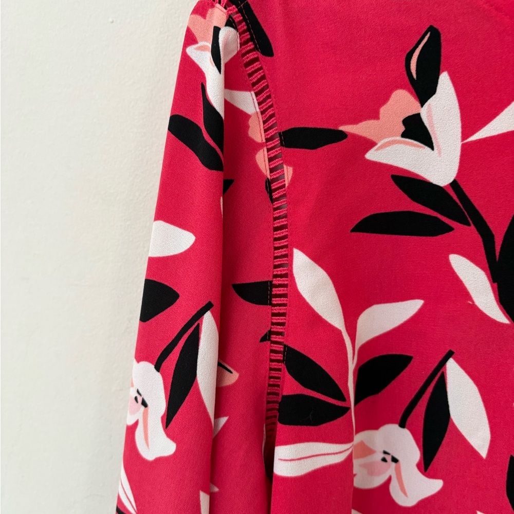 Talbots Women Red 3/4 Sleeve Blouse ,Side Zipper Beautiful Sleeves-Sz 1X - Picture 3 of 8